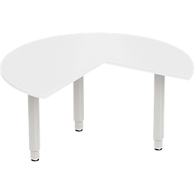 Schäfer Shop Genius PLANOVA ergoSTYLE aanschuiftafel, 3/4 cirkel, rechts of links uitschuifbaar, wit/wit