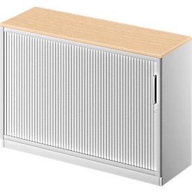 Schäfer Shop Genius Querrollladenschrank TETRIS SOLID, 2 OH, B 1200 x T 413 x H 818 mm, mit Boden und Abdeckplatte, Ahorn/weißalu