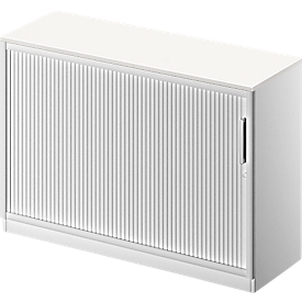 Schäfer Shop Genius Querrollladenschrank TETRIS SOLID, 2 OH, B 1200 x T 413 x H 818 mm, mit Boden und Abdeckplatte, weiss/weissalu 