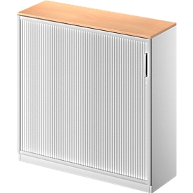 Schäfer Shop Genius Querrollladenschrank TETRIS SOLID, 3 OH, B 1200 mm, inkl. 19 mm Abdeckplatte, Buche-Dekor/weossalu/weissalu
