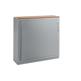 Schäfer Shop Genius Querrollladenschrank TETRIS SOLID, 3 OH, B 1200 x T 415 x H 1170 mm, mit Böden und Abdeckplatte, Buche/weißalu