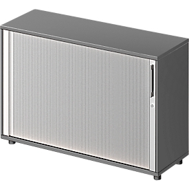 Schäfer Shop Genius Querrollladenschrank TETRIS WOOD, 2 OH, B 1200 mm, Höhe inkl. Gleiter, graphit