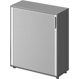 Schäfer Shop Genius Querrollladenschrank TETRIS WOOD, 3 OH, B 1000 mm, Höhe inkl. Gleiter, graphit