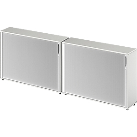 Schäfer Shop Genius Querrollladenschrank TETRIS WOOD, inkl. Gleiter, B 1200 x T 421 x H 1160 mm (3 OH), lichtgrau, 2 Stück