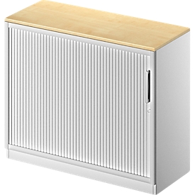 Schäfer Shop  Genius Roldeurkast TETRIS SOLID, 2 ordnerhoogten, B 1000 mm, incl. 19 mm afdekplaat, esdoornpatroon/blank aluminium/blank aluminium