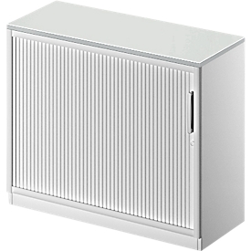 Schäfer Shop  Genius Roldeurkast TETRIS SOLID, 2 ordnerhoogten, B 1000 mm, incl. 19 mm afdekplaat, lichtgrijs/blank aluminium/blank aluminium