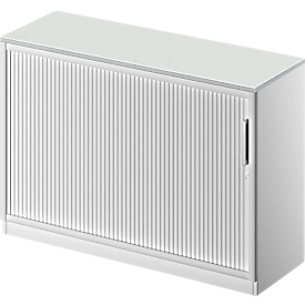 Schäfer Shop Genius Roldeurkast TETRIS SOLID, 2 ordnerhoogten, B 1200 mm, incl. 19 mm afdekplaat, lichtgrijs/blank aluminium/blank aluminium