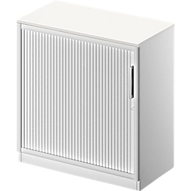 Schäfer Shop Genius Roldeurkast TETRIS SOLID, 2 ordnerhoogten, B 800 mm, incl. 19 mm afdekplaat, wit/blank aluminium