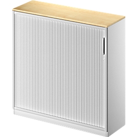 Schäfer Shop  Genius Roldeurkast TETRIS SOLID, 3 ordnerhoogten, B 1200 mm, incl. 19 mm afdekplaat, esdoornpatroon/blank aluminium/blank aluminium