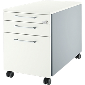 Schäfer Shop Genius Rollcontainer 126, mit Griff eckig, B 435 x H 577 mm, weissalu/weissalu/weiss 