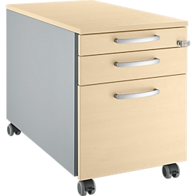 Schäfer Shop Genius Rollcontainer 126, mit Griff rund, B 435 x H 577 mm, Ahorn-Dekor/weißalu