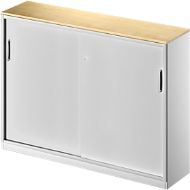 Schäfer Shop Genius Schiebetürenschrank TETRIS SOLID, 3 OH, Mitteltrennwand, B 1600 x T 413 x H 1170 mm, Ahorn/weißalu