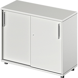 Schäfer Shop Genius Schiebetürenschrank TETRIS WOOD, 2 OH, B 1000 mm, Höhe inkl. Gleiter, lichtgrau