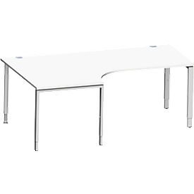 Schäfer Shop Genius Schreibt. 90° li, 4-F, VKTWinkelschreibtisch MODENA FLEX 90°,Ansatz links, B 2000 mm, weiß