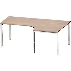 Schäfer Shop Genius Schreibt. 90° li, 4-F, Winkelschreibtisch MODENA FLEX 90°,Ansatz rechts, B 2000 mm, Eiche-Dekor