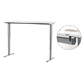 Schäfer Shop Genius Schreibtisch Aero Flex, elektrisch höhenverstellbar, B 1600 x T 800 x H 620-1280 mm, weiß/weißalu + Kabelkanal