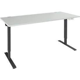 Schäfer Shop Genius Schreibtisch AERO FLEX, elektrisch höhenverstellbar, Rechteck, C-Fuß, B 1800 mm, lichtgrau/schwarz + Memorypanel