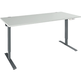 Schäfer Shop Genius Schreibtisch AERO FLEX, elektrisch höhenverstellbar, Rechteck, T-Fuß, B 1800 mm, lichtgrau/anthrazit + Memorypanel