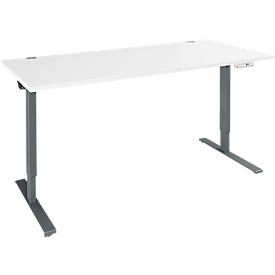 Schäfer Shop Genius Schreibtisch AERO FLEX, elektrisch höhenverstellbar, Rechteck, T-Fuß, B 1800 mm, weiß/antharzit + Memorypanel