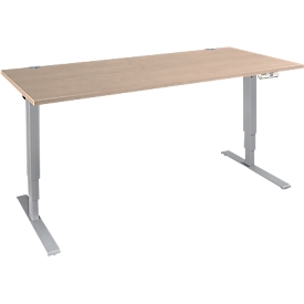Schäfer Shop Genius Schreibtisch AERO FLEX, elektrisch höhenverstellbar, Rechteck, T-Fuß, B 1800 x T 800 x H 620-1280 mm, Eiche/weißalu + Memorypanel
