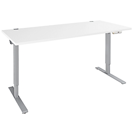 Schäfer Shop Genius Schreibtisch AERO FLEX, elektrisch höhenverstellbar, Rechteck, T-Fuß, B 1800 x T 800 x H 620-1280 mm, weiß/weißalu