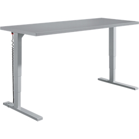 Schäfer Shop Genius Schreibtisch Elements, elektrisch höhenverstellbar, Rechteck, C-Fuß, B 1800 x T 800 x H 645-1300 mm, weiß + Technikeinbau
