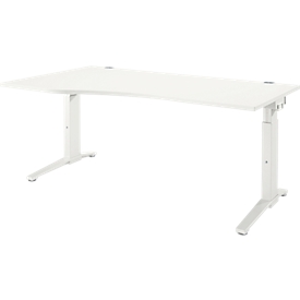 Schäfer Shop Genius Schreibtisch ERGOSTYLE S, manuell höhenverstellbar, Rechteck, C-Fuss, Ansatz links, B 1800 x T 800/1000 x H 675-895 mm, weiss/weiss