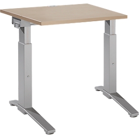 Schäfer Shop Genius Schreibtisch ERGOSTYLE S, manuell höhenverstellbar, Rechteck, C-Fuß, B 800 x T 800 x H 675-895 mm, eiche/weißaluminium