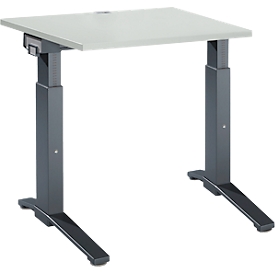Schäfer Shop Genius Schreibtisch ERGOSTYLE S, manuell höhenverstellbar, Rechteck, C-Fuß, B 800 x T 800 x H 675-895 mm, lichtgrau/anthrazit