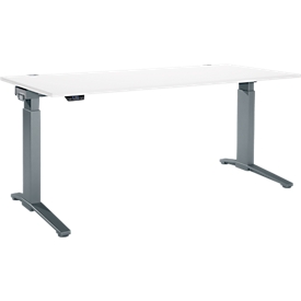 Schäfer Shop Genius Schreibtisch ERGOSTYLE S, Rechteck, elektrisch höhenverstellbar, einstufig, C-Fuß, B 1800 x T 800 x H 715-1182 mm, inkl. Memory Master, weiß/anthrazit