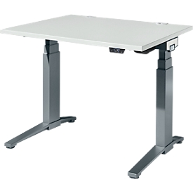 Schäfer Shop Genius Schreibtisch ERGOSTYLE S, Rechteck, elektrisch höhenverstellbar, zweistufig, C-Fuß, B 1200 x T 800 x H 635-1305 mm, inkl. Memory Master, lichtgrau/anthrazit