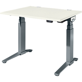 Schäfer Shop Genius Schreibtisch ERGOSTYLE S, Rechteck, elektrisch höhenverstellbar, zweistufig, C-Fuß, B 1200 x T 800 x H 635-1305 mm, inkl. Memory Master, weiß/anthrazit