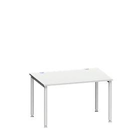 Schäfer Shop Genius Schreibtisch MODENA FLEX, 4-Fuß-Rundrohr, B 1200 x T 800 mm, lichtgrau/weißalu