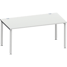 Schäfer Shop Genius Schreibtisch MODENA FLEX, 4-Fuss-Rundrohr, B 1600 x T 800 mm, lichtgrau/weissalu 