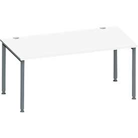 Schäfer Shop Genius Schreibtisch MODENA FLEX, 4-Fuß-Rundrohr, B 1600 x T 800 mm, weiß/anthrazit