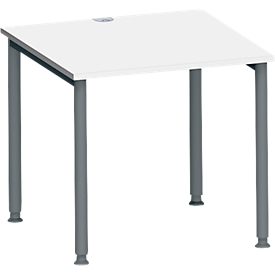 Schäfer Shop Genius Schreibtisch MODENA FLEX, 4-Fuß-Rundrohr, B 800 x T 800 mm, weiß/anthrazit