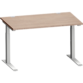 Schäfer Shop Genius Schreibtisch MODENA FLEX, C-Fuss-Rechteckrohr, B 1200 x T 800 mm, Eiche-Dekor/weissalu