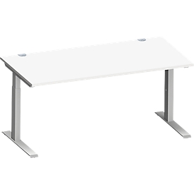 Schäfer Shop Genius Schreibtisch MODENA FLEX, C-Fuß-Rechteckrohr, B 1600 x T 800 mm, weiß/weißalu