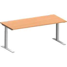 Schäfer Shop Genius Schreibtisch MODENA FLEX, C-Fuß-Rechteckrohr, B 1800 x T 800 mm, Buche/weißalu