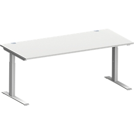 Schäfer Shop Genius Schreibtisch MODENA FLEX, C-Fuß-Rechteckrohr, B 1800 x T 800 mm, lichtgrau/weißalu