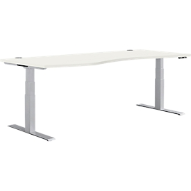 Schäfer Shop Genius Schreibtisch MODENA FLEX, elektrisch höhenverstellbar, Freiform, Ansatz links, B 1800 mm, weiß/weißalu