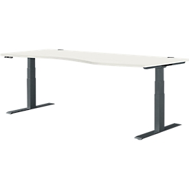 Schäfer Shop Genius Schreibtisch MODENA FLEX, elektrisch höhenverstellbar, Freiform, Ansatz rechts, B 1800 mm, weiß/anthrazit