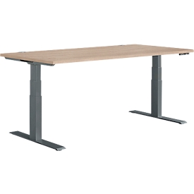 Schäfer Shop Genius Schreibtisch MODENA FLEX, elektrisch höhenverstellbar, Rechteck, T-Fuß, B 1600 x T 800 mm, Eiche/anthrazit