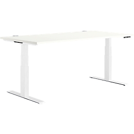 Schäfer Shop Genius Schreibtisch MODENA FLEX, elektrisch höhenverstellbar, Rechteck, T-Fuß, B 1600 x T 800 mm, weiß/weiß