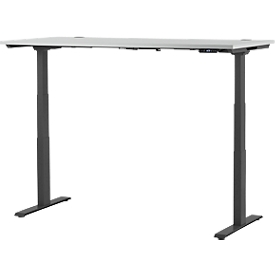 Schäfer Shop Genius Schreibtisch MODENA FLEX, elektrisch höhenverstellbar, Rechteck, T-Fuß, B 1800 x T 800 mm, lichtgrau/anthrazit