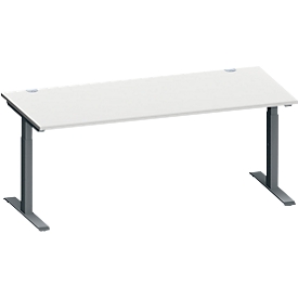 Schäfer Shop Genius Schreibtisch MODENA FLEX, Rechteck, T-Fuß Rechteckrohr, B 1800 x T 800 x H 650-850 mm, lichtgrau/anthrazit