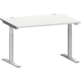 Schäfer Shop Genius Schreibtisch MODENA FLEX, T-Fuss-Rundrohr, B 1200 x T 800 mm, lichtgrau