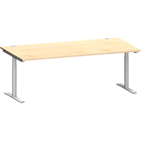 Schäfer Shop Genius Schreibtisch MODENA FLEX, T-Fuß-Rundrohr, B 2000 x T 1000 mm, ahorn/weißalu