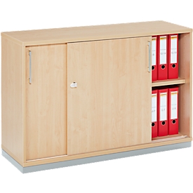 Schäfer Shop Genius schuifdeurkast TETRIS WOOD, 2 OH, incl. stalen sokkel, B 1200 x D 421 x H 800 mm, ahorn decor