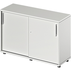 Schäfer Shop Genius Schuifdeurkast TETRIS WOOD, 2 ordnerhoogten, B 1200 mm, hoogte incl. glijders, lichtgrijs